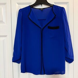 Forever 21 Royal Blue Blouse with Black Accents